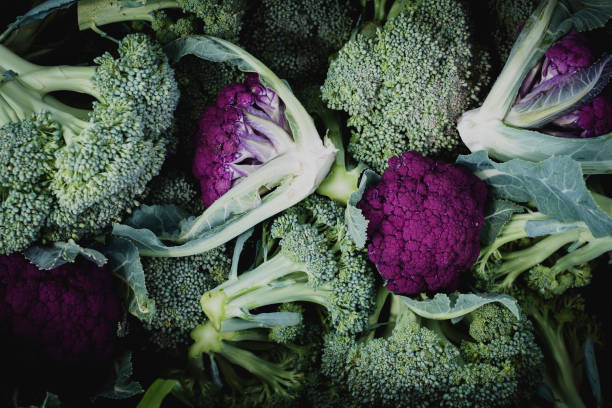 purple and green broccoli